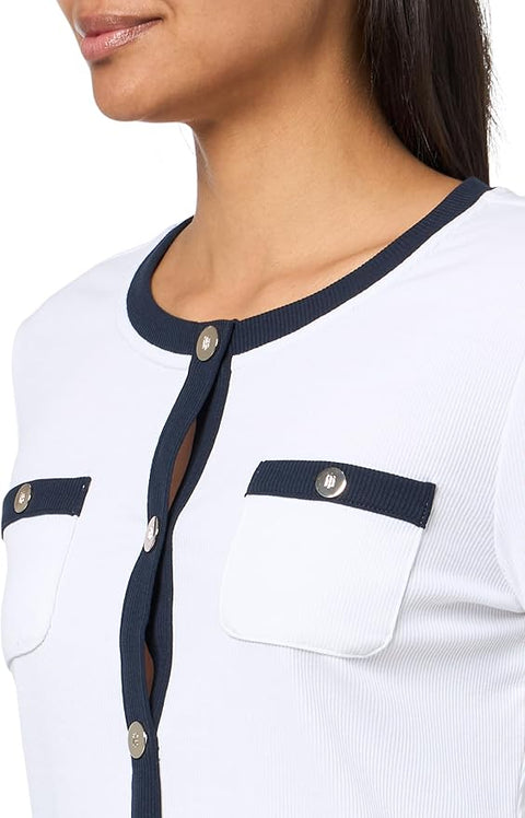 Tommy Hilfiger Women's White & Navy Ribbed Contrast Cardigan | Tommy Hilfiger In Lebanon (Copy)