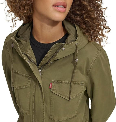 Levi's Women's Khaki Green Plus Four Pocket Hooded Military Jacket | Levi's In Lebanon