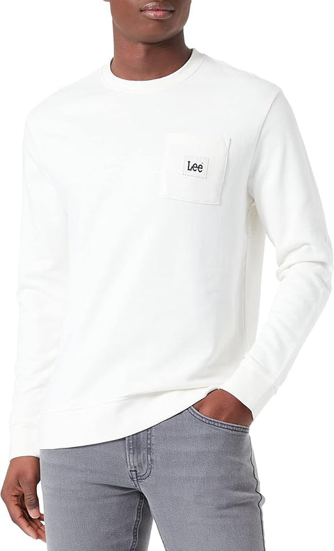Lee Men's White Denim Long Sleeve Crew Neck Sweatshirt | Lee In Lebanon