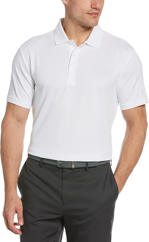 Pga Tour Men's White Airflux Solid Mesh Short Sleeve Golf Polo T-Shirt | Pga Tour  in Lebanon