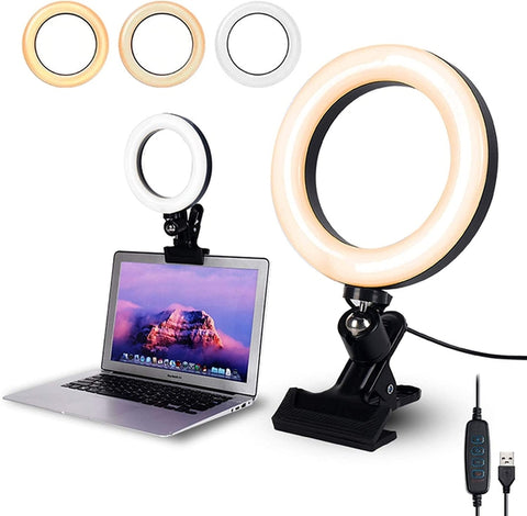 Video Conference Lighting,6.3" Selfie Ring Light with Clamp Mount AM173