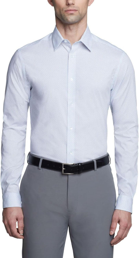 Calvin Klein Men's White Dress Shirts Non Iron Stretch Regular Fit Check Shirts | Calvin Klein In Lebanon