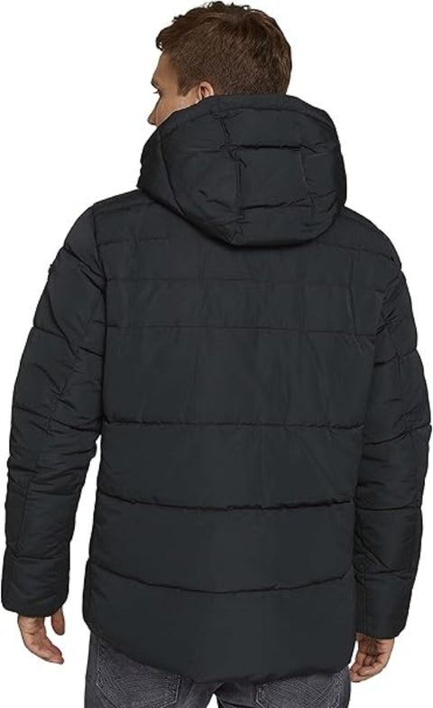 Tom Tailor Men's Black Quilted Hooded Puffer Jacket |Tom Tailor In Lebanon