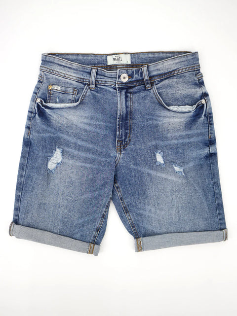 Rebel Refined Men's Ripped Washed Denim Short Jeans | Refined Rebel In Lebanon