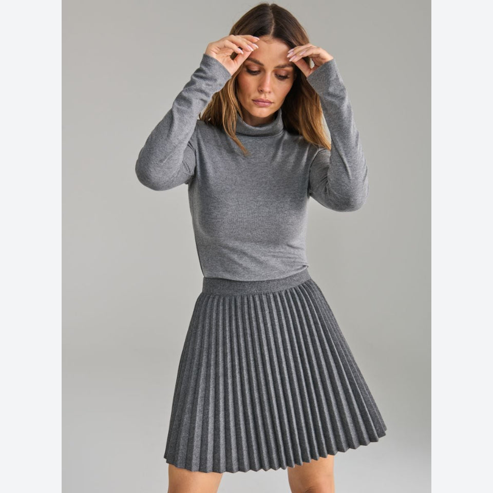 Sinsay Women's Dark GreyPleated Knit Mini Skirt