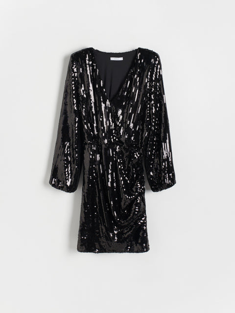 Reserved Women's Black Mini Dress With Sequins | Reserved In Lebanon