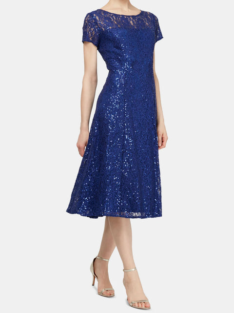 SLNY Women’s Chiffon Tiered Cold-Shoulder Cocktail Dress | SLNY in Lebanon