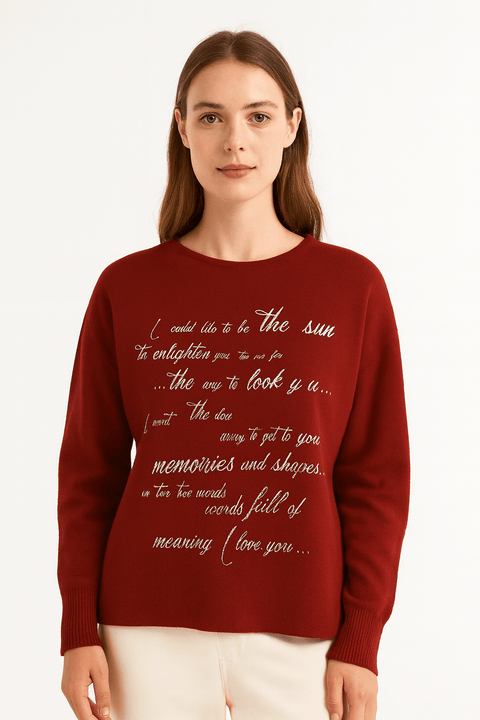 Zabaione Women's Dark Brick Printed Sweatshirt | Zabaione In Lebanon