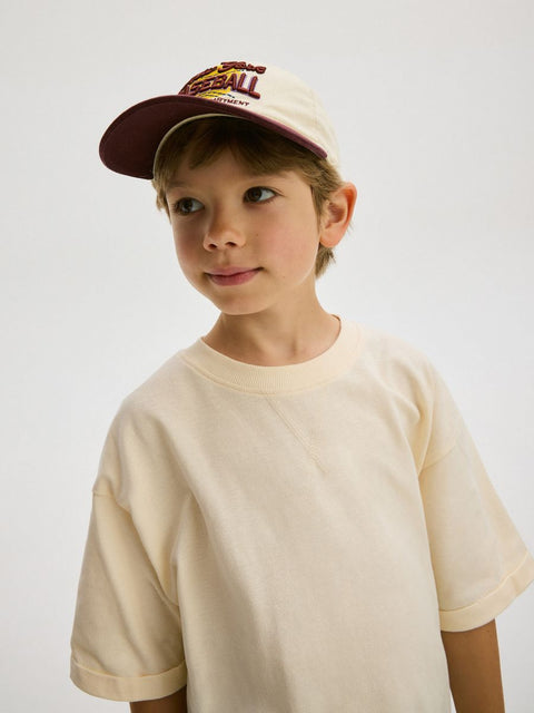 Reserved Boy's Beige & Burgundy Cotton Baseball Cap |Reserved In Lebanon