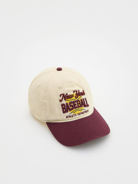 Reserved Boy's Beige & Burgundy Cotton Baseball Cap |Reserved In Lebanon
