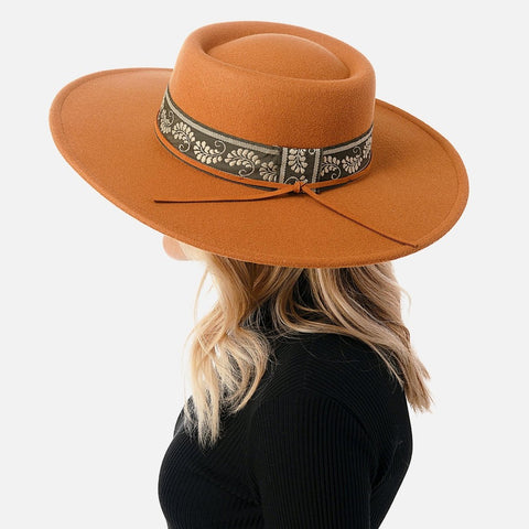 Marcus Adler Women's Camel Wool Blend Felt Hat With Paisley Print Band |Marcus Adler In Lebanon