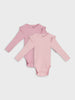Sinsay Girl's Pink Long-Sleeves Shoulder Ruffles Pack Of 2 Bodysuit