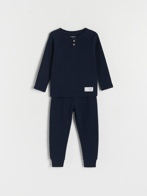 Reserved Boy's Navy Long Sleeve Patch Pajama Set | Reserved In Lebanon
