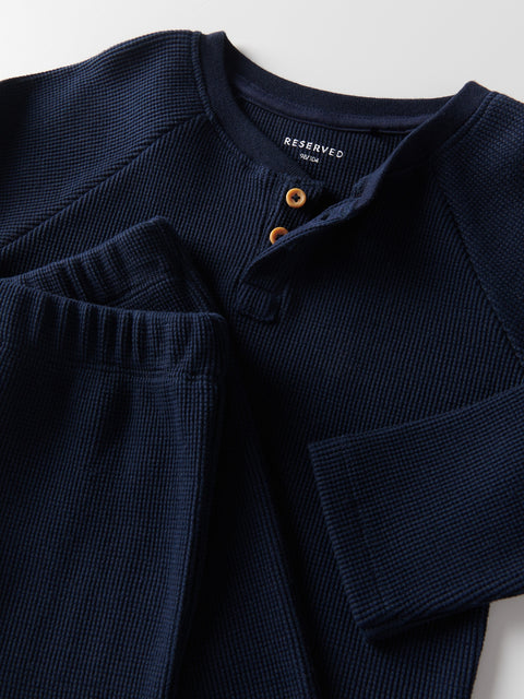 Reserved Boy's Navy Long Sleeve Patch Pajama Set | Reserved In Lebanon