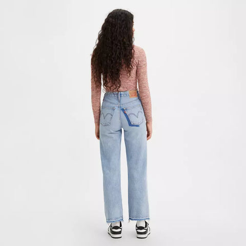 Levi's Women's Blue Ripped High Rise Ribcage Straight Jeans |Levi's In Lebanon