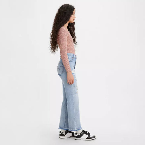 Levi's Women's Blue Ripped High Rise Ribcage Straight Jeans |Levi's In Lebanon