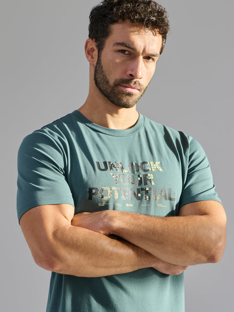 Sinsay Men's Dark Green Performance Short-Sleeved T-Shirt | Sinsay In Lebanon