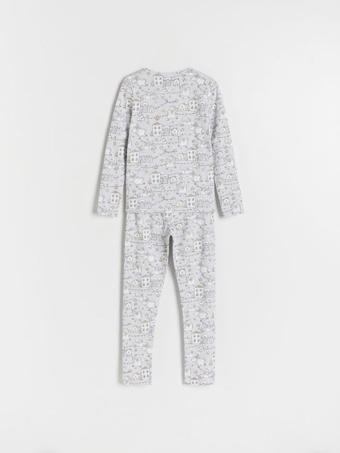 Reserved Baby Girl's Grey Graphic Printed Pajama Set | Reserved In Lebanon