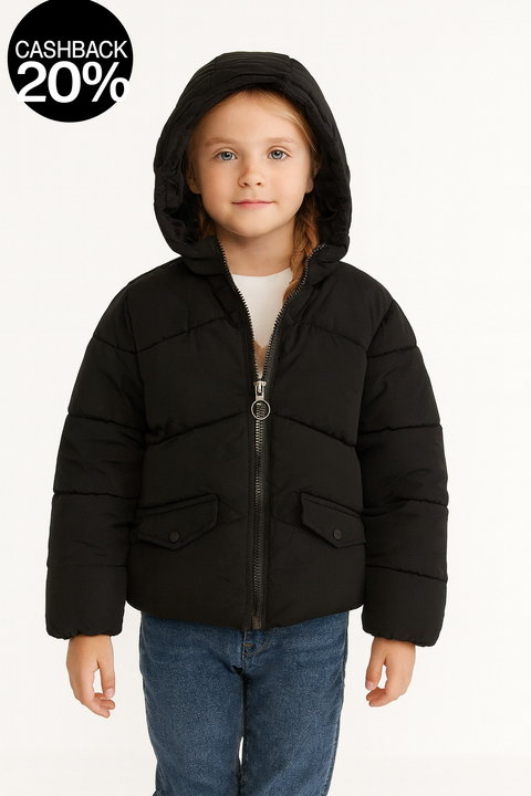 Sinsay Girl's Black Puffer Hooded Jacket | Sinsay In Lebanon