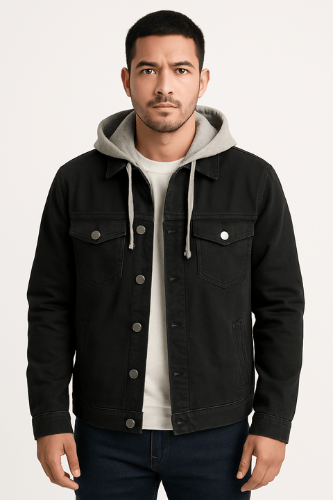 Redefined Rebel Men's Black Denim Jacket With Detachable Hood | Redefined Rebel In Lebanon