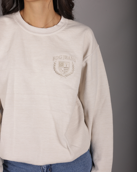 BDG Women's Ecru With Label Stitching Sweatshirts  19551605729