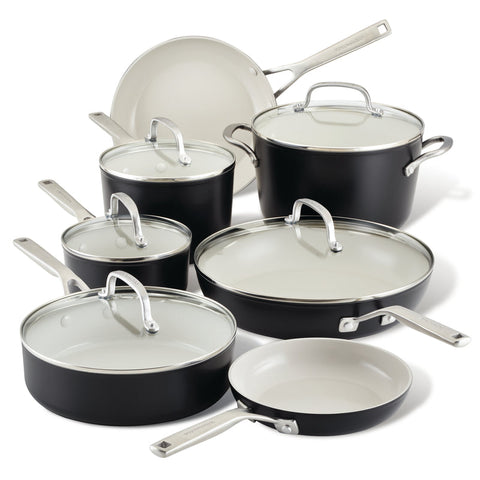 KitchenAid Black 12 pcs Hard Anodized Ceramic Non-Stick Cookware Set |KitchenAid In Lebanon