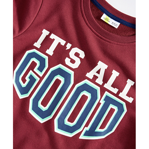 Epic Threads Boy's Burgundy It's All Good Graphic Sweatshirt | Epic Threads In Lebanon