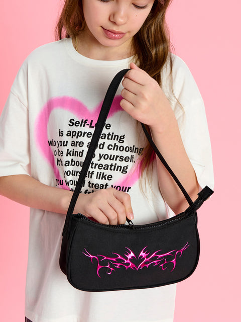 Sinsay Girl's Black Shoulder Bag With Print | Sinsay In Lebanon
