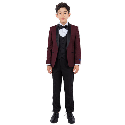 Perry Ellis Boy's Burgundy 5-Piece Slim Fit Shawl Tuxedo Set | Perry Ellis In Lebanon