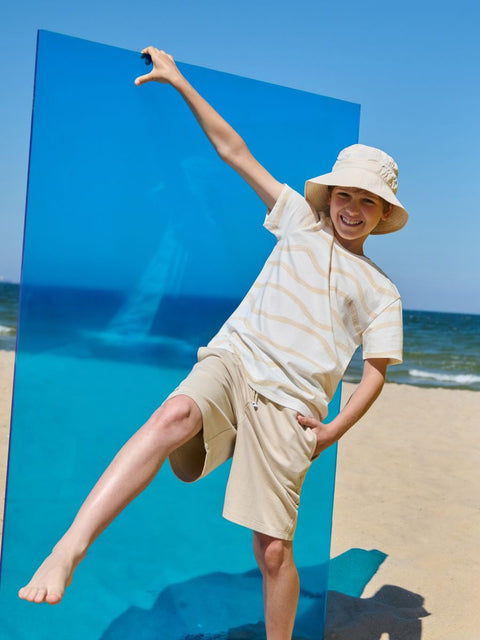 Sinsay Boy's Beige & Navy Elastic Waist Short | Sinsay In Lebanon