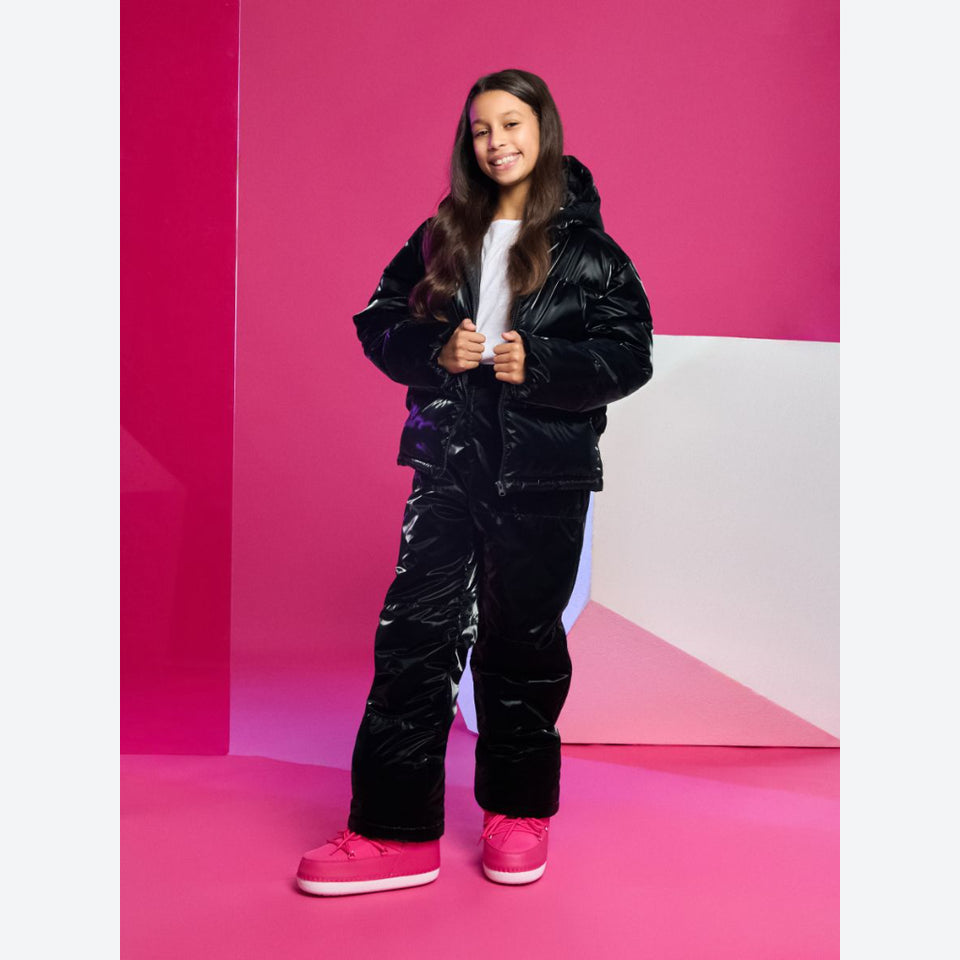 Sinsay Girl's Black Glossy Puffer With Elastic Waist Pants