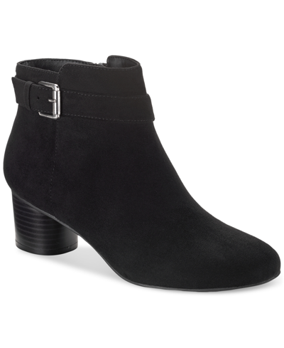 Style & Co Women's Black Ariel Faux Suede Zipper Booties|Style & Co In Lebanon
