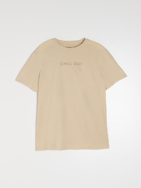 Sinsay Men Beige Chell out printed T-Shirt  | Sinsay in Lebanon