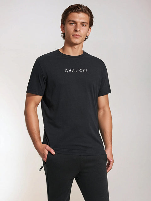 Sinsay Men's Black T-shirt With Inscription | Sinsay In Lebanon