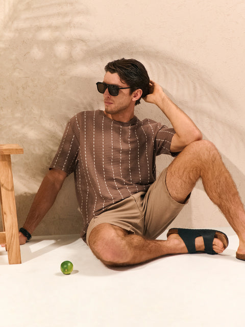 Sinsay Men's Brown & White Striped T-Shirt | Sinsay In Lebanon