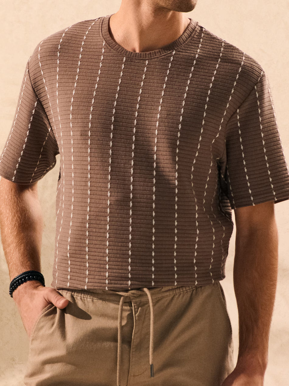 Sinsay Men's Brown & White Striped T-Shirt | Sinsay In Lebanon