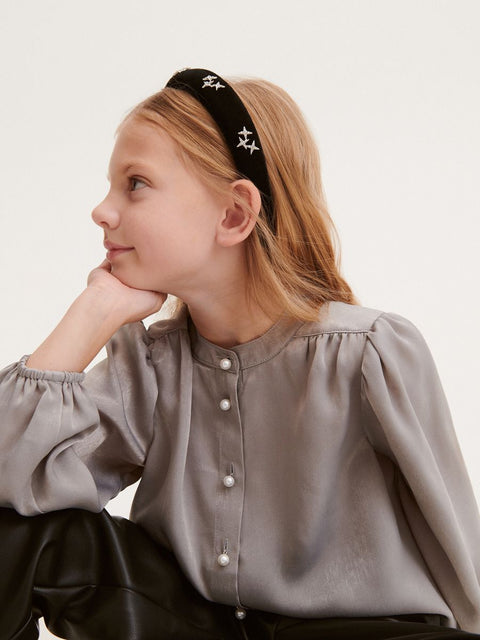 Reserved Girl's Grey Long Sleeve With Decorative Buttons Shirt| Reserved In Lebanon