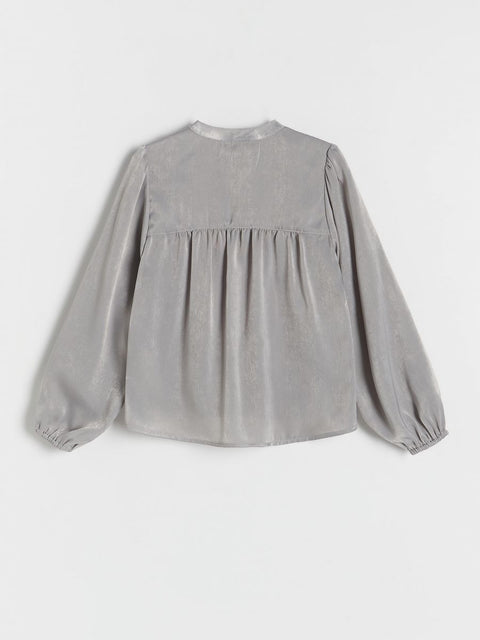 Reserved Girl's Grey Long Sleeve With Decorative Buttons Shirt| Reserved In Lebanon