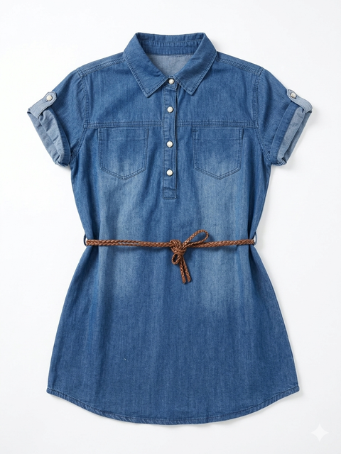 Ativo Girl's Blue Short Sleeve Dress | Ativo In Lebanon