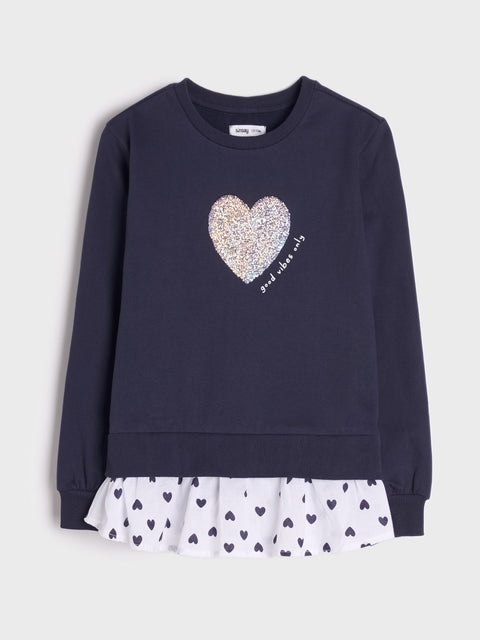 Sinsay Baby Girl's Navy Ruffle Sweatshirt | Sinsay In Lebanon