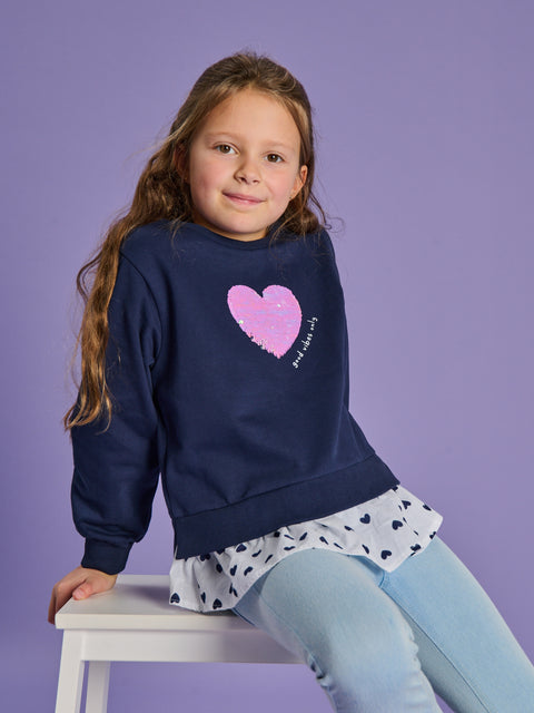 Sinsay Baby Girl's Navy Ruffle Sweatshirt | Sinsay In Lebanon