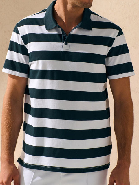 Sinsay Men's White & Navy Striped Polo T-Shirt | Sinsay In Lebanon
