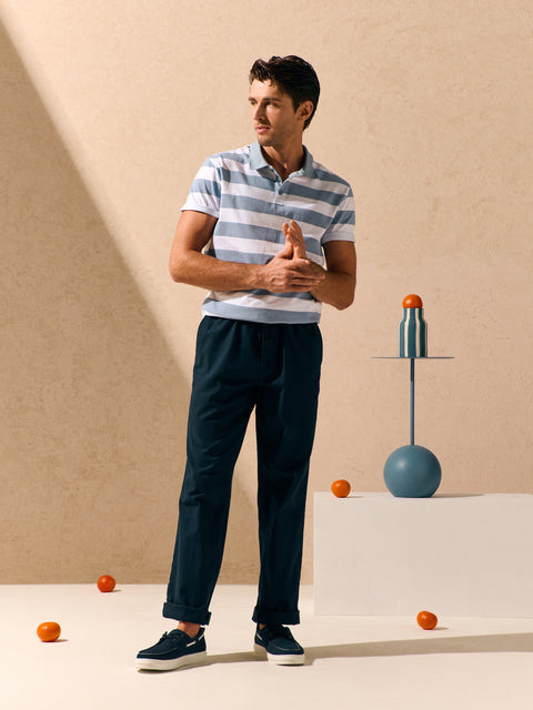 Sinsay Men's Blue/White Lined Striped Polo T-Shirt | Sinsay in Lebanon