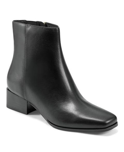 Easy Spirit Women's Eflex Sidney Block Heel Square Toe Dress Booties - Black Leather