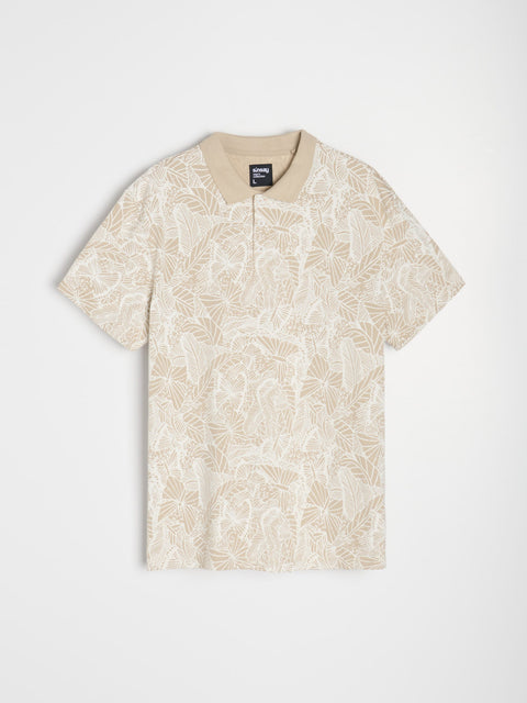 Sinsay Men's Beige & White Patterned Polo T-Shirt | Sinsay In Lebanon