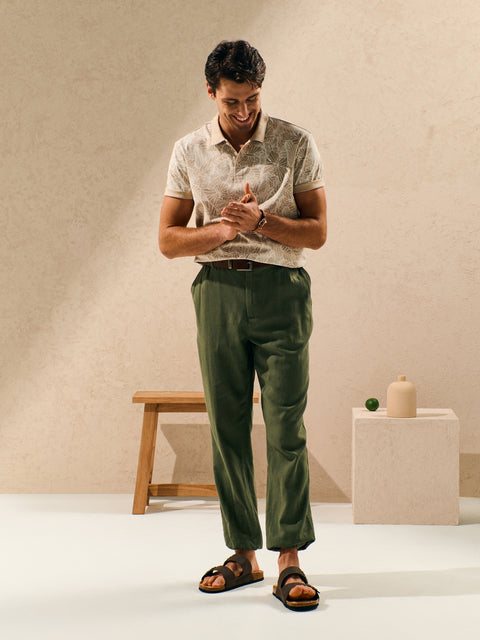 Sinsay Men's Beige & White Patterned Polo T-Shirt | Sinsay In Lebanon