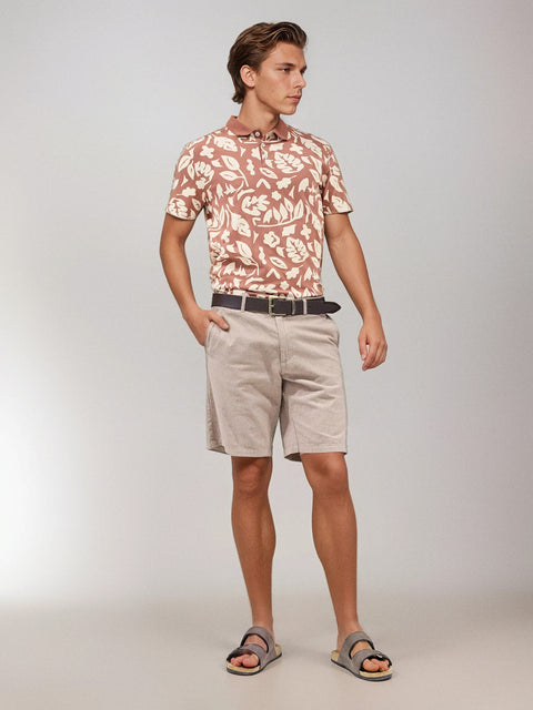 Sinsay Men's Brown & Beige Patterned Polo T-Shirt | Sinsay In Lebanon