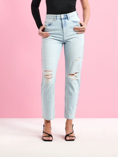Sinsay Women's Light Blue Mom Fit Jeans | Sinsay In Lebanon