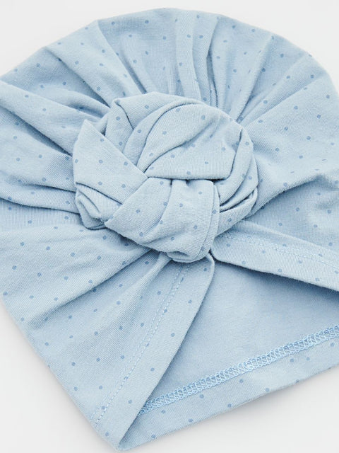 Reserved Baby Girl's Baby Blue Dotted Turban Hat | Reserved In Lebanon