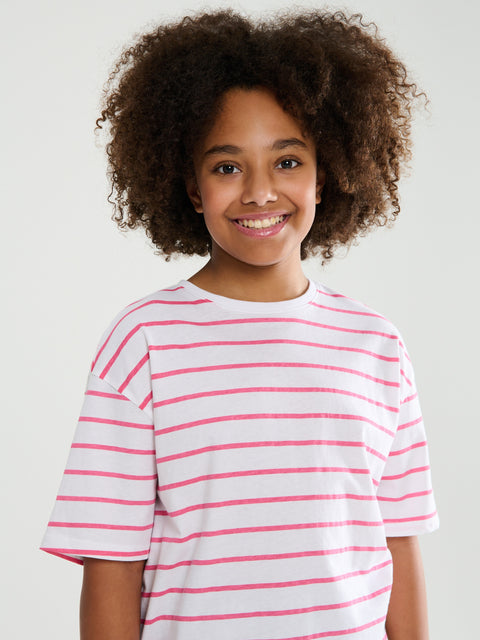 Sinsay Girl's Pink/White Striped T-Shirt | Sinsay In Lebanon